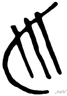 Schriftzeichen »Harfe«, etwa 3000 v. Chr., Uruk I, Mesopotamien